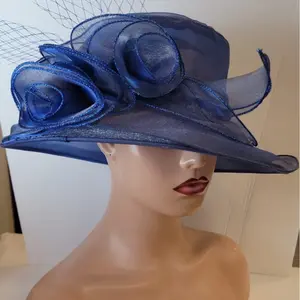 Auto Gele Nigerian African Head Wraps African Women Fashion Wedding Headwear Plain Handmade Muslim Turban Bonnet - Blue