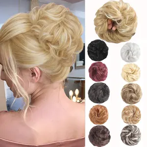 1PCS Messy Bun Hair Piece Wavy Curly Scrunchies Synthetic Chignon Ponytail Hair Extensions Thick Tousled Updo Buns Hairpieces for Women Girls  Hair Bun Extensions