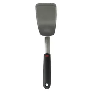 OXO Silicone Flexible Turner: Black Dishwasher-Safe Cooking Spatula, Stainless Steel Handle, 12" Length