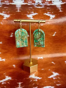 Resin Landscape Faux Marbled Turquoise Polymer Clay Earrings