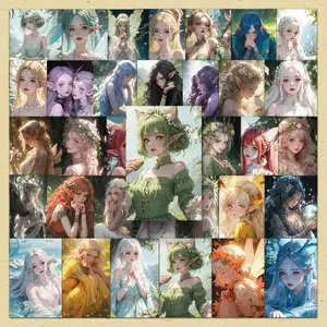 Elf Pattern Sticker, 100pcs/set Creative Beautiful Women Self Adhesive Decorative Stickers, DIY Decorative Sticker for Scrapbooking & Journal Making