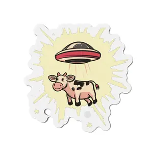 Abducted Cow by UFO Die-Cut Magnet, Car Magnet, Refrigerator Magnet, Laptop Magnet, Fridge Magnet, Alien Cow Magnet, UFO Magnet Decor Matte Decor Matte