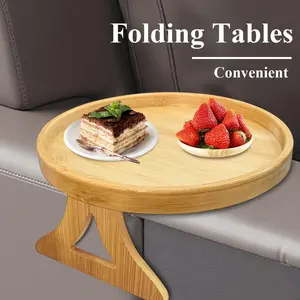 1pc Foldable Bamboo Sofa Armrest Tray: Perfect As An Instant Stable Side Table for Sofas -9.84 Inches X 5.12 Inches - No Power Required - Hardwood Structure