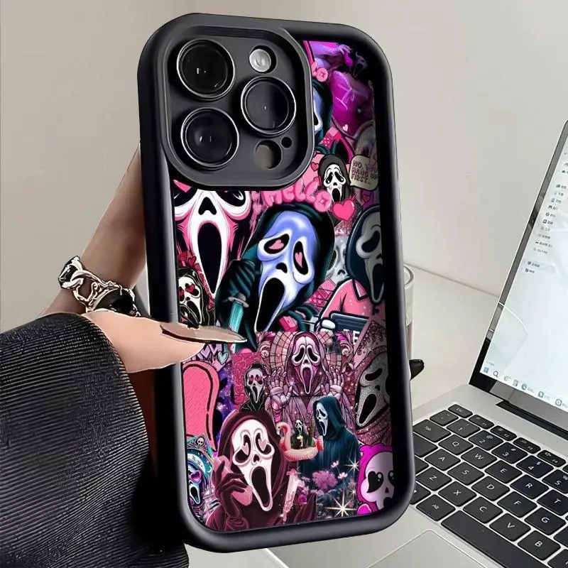 WIN Ghost Scream Collage Pattern Phone case for iPhone 17 Pro Max 16 Plus 15 14 13 12 11 BumperDrop Protaection Rugged Durable Back Cover fashion gift Full Body Protection Shockproof Soft Silicone Cover.QXB334.designer,case Protective Smartphone