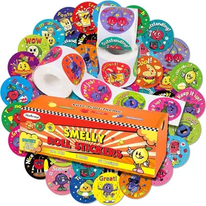 3 Rolls Scratch and Sniff Scented Stickers for Kids, 600 Pcs Smelly Motivational Reward School Stickers, Scented Encouragement Classroom Sticker for Teachers, Students(1.57")
