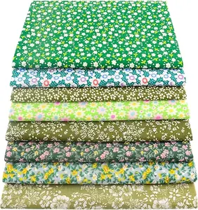 100% Cotton Fabric for Sewing(8 Pieces)20"x20", Sewing Fabric for Beginners, Floral Cotton Craft Fabric, Bundle Squares Fabric, DIY Cloths Patchwork, Pre-Cut Quilting Fabric(Green)