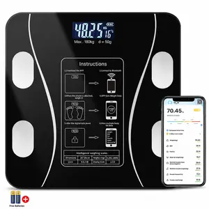 Smart Scale for Body Weight, Digital Bathroom Scale BMI Weighing Bluetooth Body Fat Scale, Body Composition Monitor Health Analyzer with Smartphone App, 400 lbs with 2 free Batteries