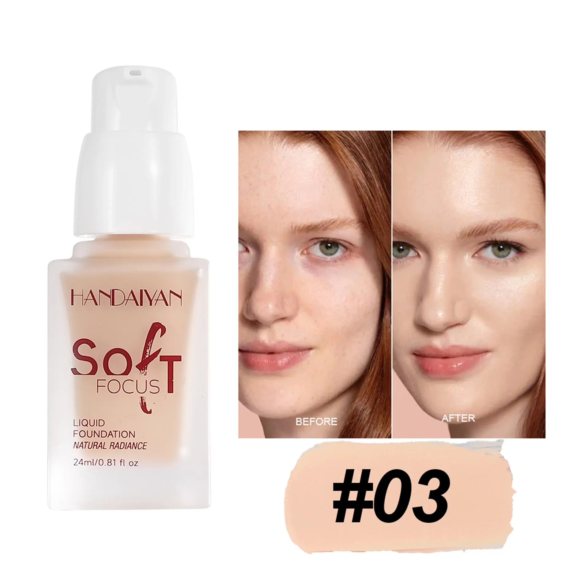 Long-Lasting Foundation Concealer Coverage, Hydrating Moisturizing Makeup, Handaiyan Powder-Free Formula, Perfect for All-Day Wear