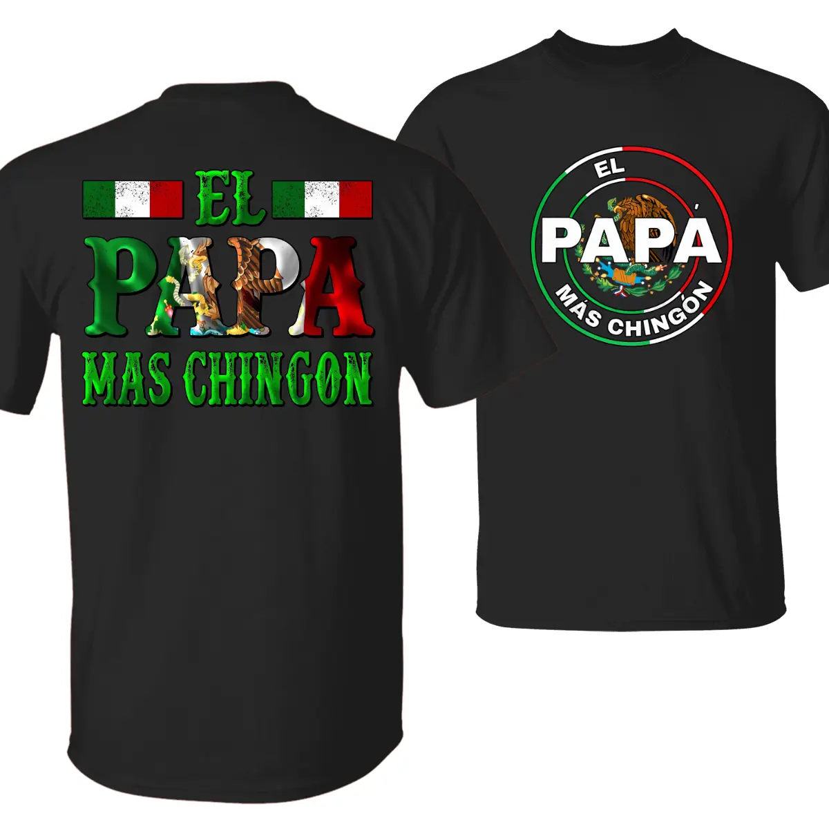 Latino Dad Gift Tee – “El Papa Mas Chingon” Design with Eagle and Flag, Perfect for Father’s Day & Family BBQs – tiktok shop store, Unisex Tops, Mensw