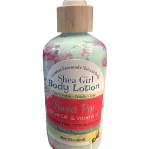 Shea Girl Sweet Pea Body Lotion 8oz - Organic Cocoa & Shea Butter, Aloe Vera, Vitamin E, Floral Fragrance, Nourishing Moisturizer for Smooth Skin