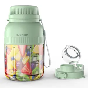 INKBIRD Large-Capacity Personal Juicer Cup, Green, Includes Straw, Direct-Drink Lid, and Lanyard. Ideal for Juicing Fruits, Making Smoothies, and Milkshakes.