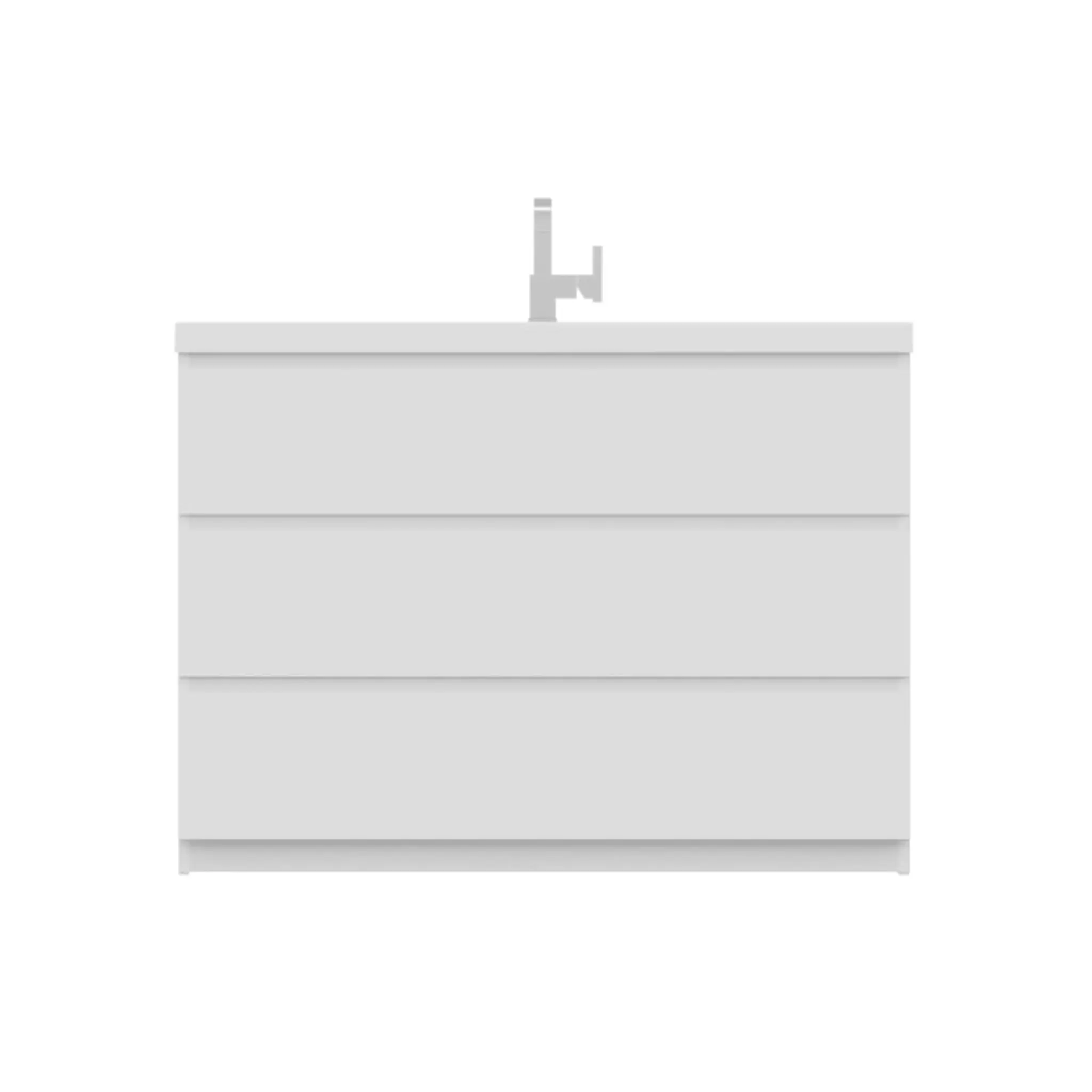 Alya Bath Paterno 48"  Single White Modern Freestanding Bathroom Vanity With Acrylic Top and Integrated Sink