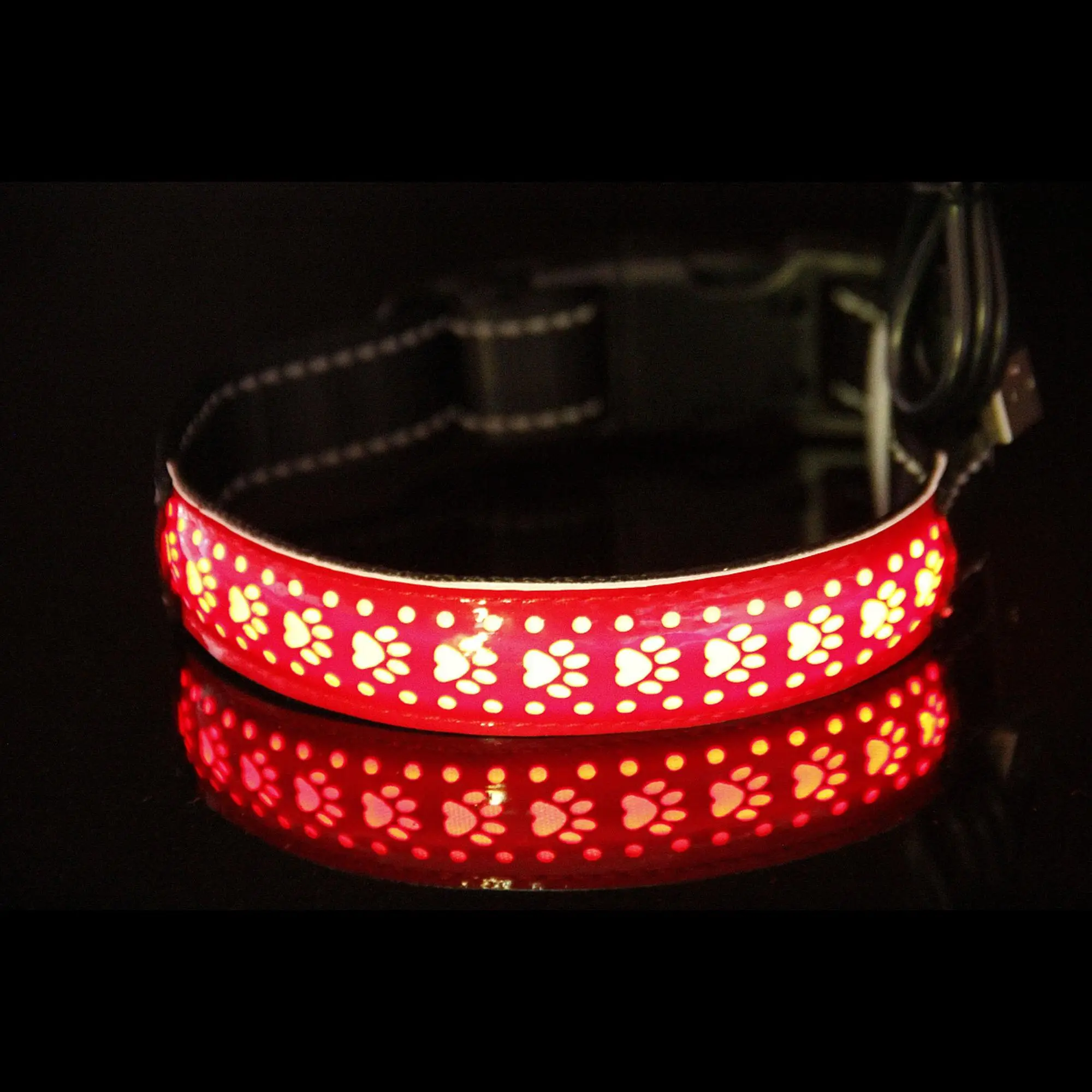 Personalized Glowing Dog Collar, 1 Count Rechargeable Glowing Leather Dog Collar, Dog & Cat Accessories
