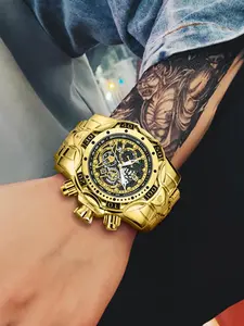 Men's Punk Aesthetic Style Round Dial Quartz Wristwatch, Fashion Watch for Party, Daily Clothing Decor, Trendy All-match & Exquisite Watch for Birthday Gift with Box, Gift Ready, Quartz Movement