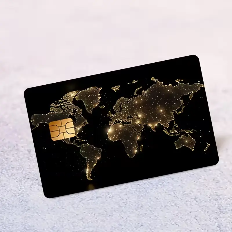 Luxury Black Gold World Map Debit Card Skin - Premium Waterproof Travel Card Sticker Decal for Credit Cards