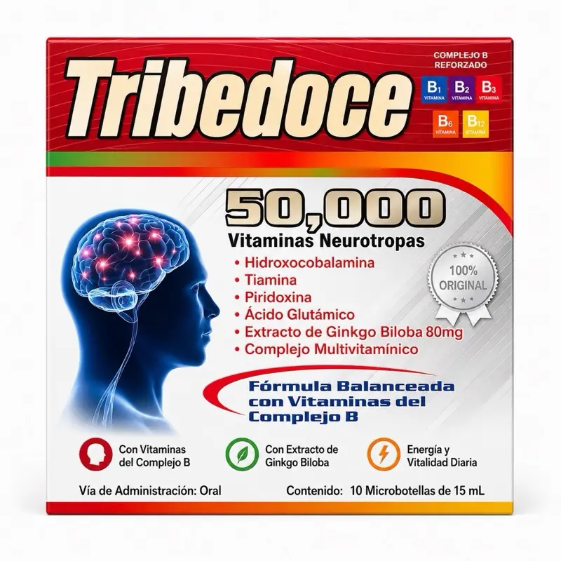 Tribedoce Vitamin B Complex Dietary Supplement Drink, 10 Micro Bottles (15 mL Each), Multivitamin Formula