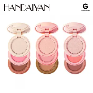 3-in-1 Contour Palette - Highlighter Blush Bronzer Trio, Waterproof Long-Lasting Face Sculpting by Handaiyan |   Matte Waterproof Contour Powder Compact Flawless Makeup Smooth