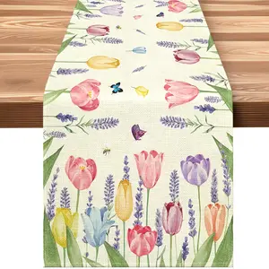 JIT,1pc,  JIT, 1pc, Watercolor Floral Style 13x48 Inch 13x72 Inch 13x108 Inch Table Runner, Make My Dining Room More Beautiful, Watercolor Floral Holiday Decoration, Party Decoration, Home Kitch