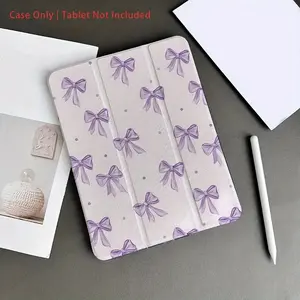 Purple bow pattern, with adjustable bracket and pen slot, foldable non-slip TPU protective case, suitable for iPad mini, iPad Air, iPad Pro/iPad 10th generation, 11th generation and other series iPad protective cases