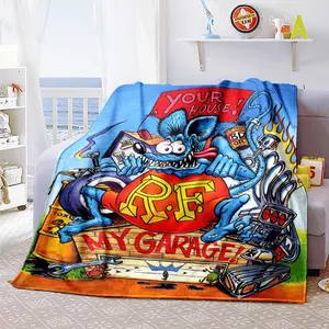 Rat Fink cartoon18 patterned printed blanket, blanket for living room, bedroom, office and lunch break, portable blanket suitable for all four seasons, holiday gift for family and friends, Christm