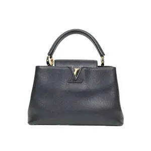 Pre-owned Louis Vuitton leather Shoulder Bags Capucines black shoulder bag with gold and black hardware