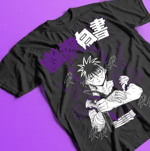 Y Yu Yu Hakusho T-shirt Kuwabara Kurama Yusuke Hiel Anime Manga Black Shirt