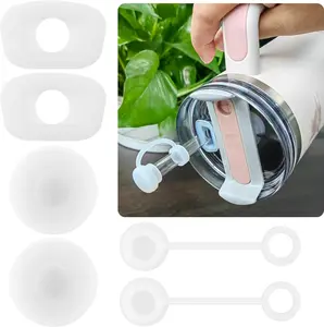 6-Piece Silicone Spill-Proof Stopper Plug Set: 2 Straw Cover Caps, 2 Square Stoppers & 2 Round Leak Stoppers - Perfect Stanley Cup Accessories!