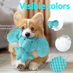 Hipidog Elephant Shape Soft Squeaky Plush Dog Chew Toy - Squeaky Plush Toys for Small/Medium Aggressive Chewers, Self-Play Teeth Relief & Interactive Teething Support, Vibrant Colors