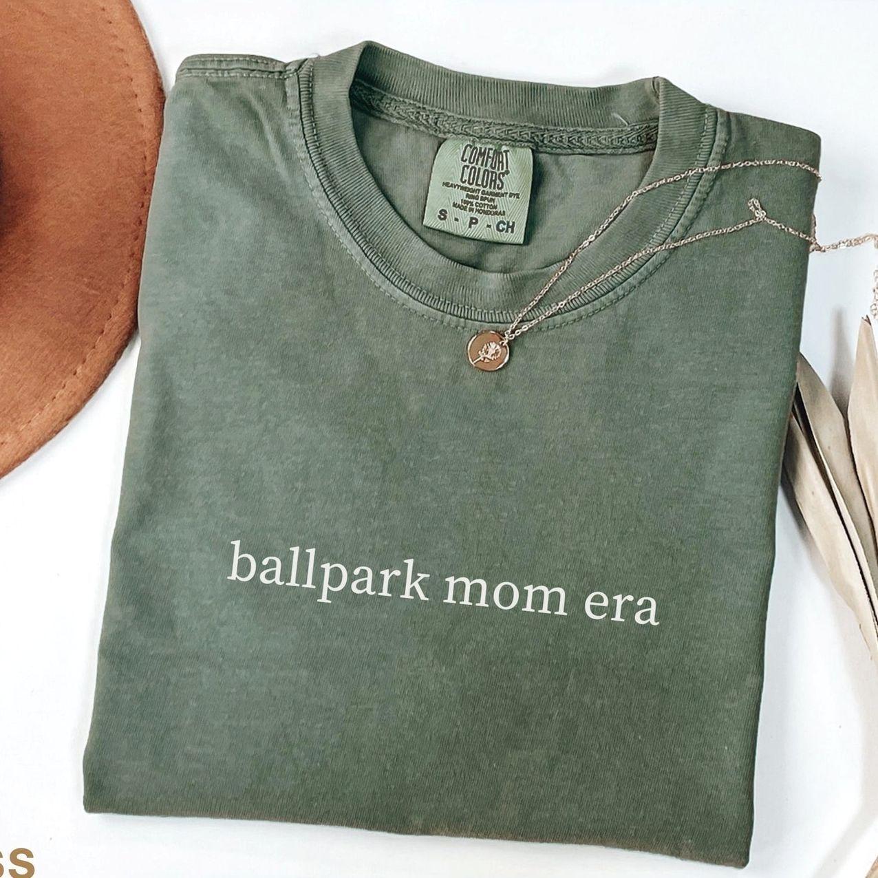 Women’s Casual Vintage Crew Neck Fitted Cut Ballpark Mom Era T-Shirt, Minimalist Quote Top, Game Day Tee, Baseball Season Gift for Sports Mom – Lauriel Designs