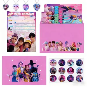 Cartoon anime movie invitations including girl group idol cartoon greeting cards, birthday party supplies, 12 envelopes + 12 sticker party favors
