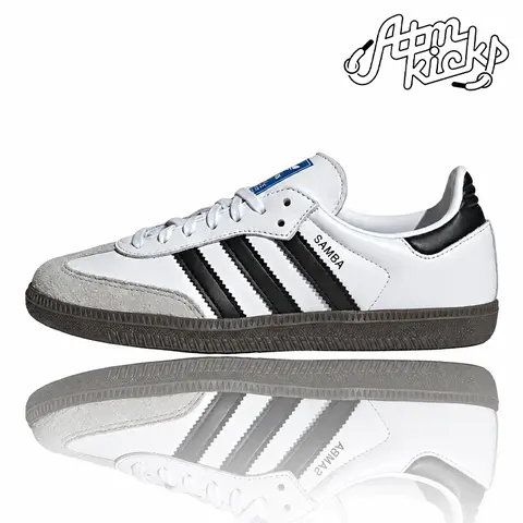 Women's Adidas Samba OG Cloud White Core Black (GS) IE3675 Authentic Closed Low Casual Trainers, Casual Walking Shoes, Comfortable Sports Shoes, Fashionable Trending Gift