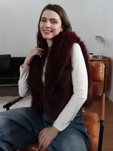 Women's Fall Winter New Faux Fur Vest Jacket Sleeveless Fashion Outerwear, Stylish Artificial Fur Coat for Women