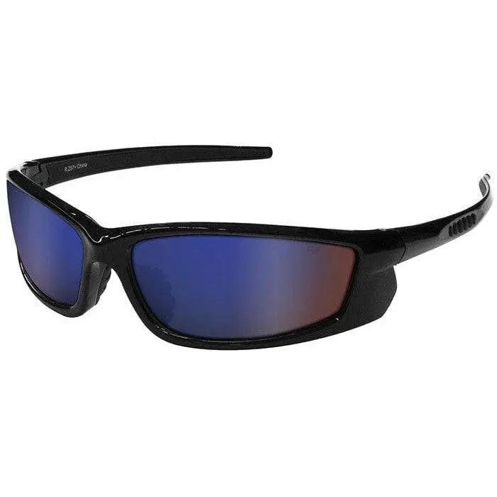 Radians Voltage ANSI Z87 Modern Safety Glasses - Black Full Frame, Electric Blue Lens, Sun Protection, Impact-Resistant, BPA-Free, Temple Design, Manufacturer Warranty (for Home Improvement, Security Use)