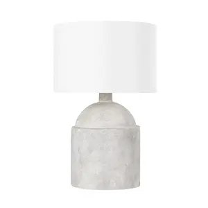 Torrance Table Lamp - Weathered Grey Ceramic Jug Base with Off-White Linen Drum Shade