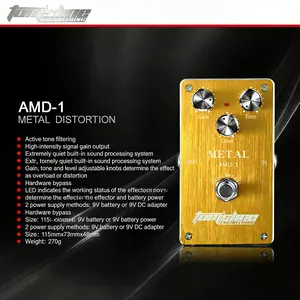 Aroma Aroma Metan Metal Distortion Effect Pedal, Universal Electric Guitar & Bass Effects Processor, Compact Size 14x9x7cm, No Battery Required