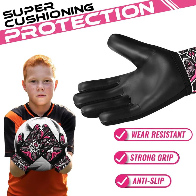 Goalkeeper Gloves for Boys  Youth Football Keeping Soccer Goalie Gloves with  Grip for Ball Receiver,Wrist Support 4MM Latex Palm