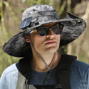 Outdoor solar fan caps are commonly used Embedded detachable dual fans Adjustable three levels of wind power with USB charging interface outdoor leisure Fisherman hat. hat Solar Powered Outdoor Fishing Hat powerful wind Solar Powered Outdoor Fishing Hat