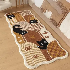 1pc Cute Cartoon Cat Bedside Fluffy Area Rug, Soft Plush Comfortable Carpet, Suitable for Living Room, Kitchen, Hallway, Bathroom