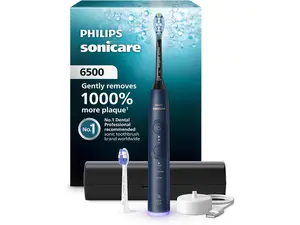 Philips Sonicare 6500 Series Electric Toothbrush - Next-Generation Sonicare Technology, Pressure Sensor, 9 Brushing Settings, SmarTimer, BrushPacer, 21-Day Runtime, Travel Case, Navy Blue, HX7413/07