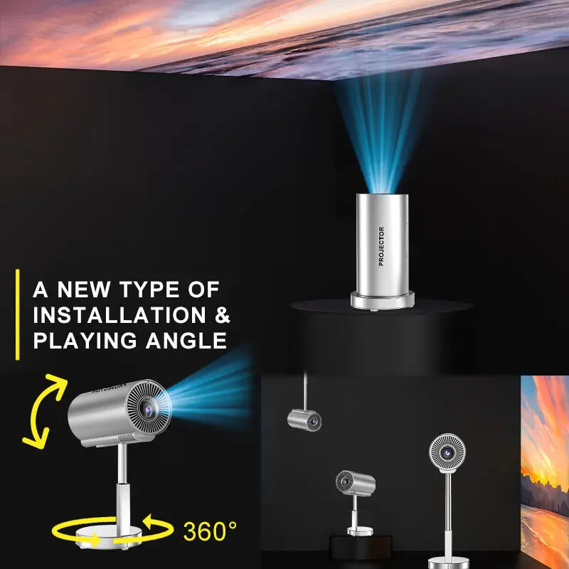X5 Smart Hidden Mount PTZ Bracket Projector - Android System with Android Screen, HD Quality, Bluetooth-Enabled, Audio-Supported, Home Use