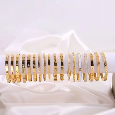 TMANI Women's 18K Gold Elegant Love Bracelet - Stackable Multi-Part Non-Tarnish Bangle, Adjustable Durable Dailywear Jewelry, Trendy Gift for Girlfriend (Birthday, Christmas) - Bracelets for Women, No Warning Applicable
