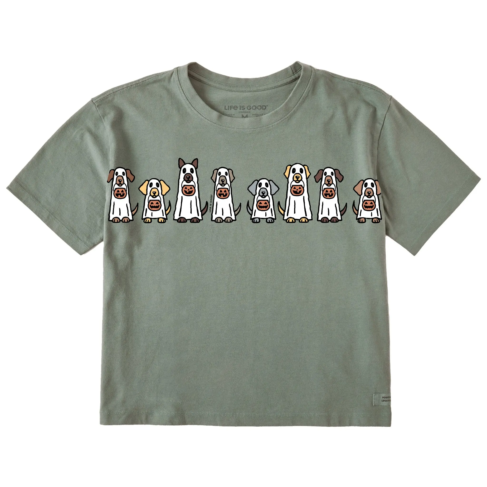 Women's Trick or Treat Dogs Short Sleeve Crusher Boxy Tee