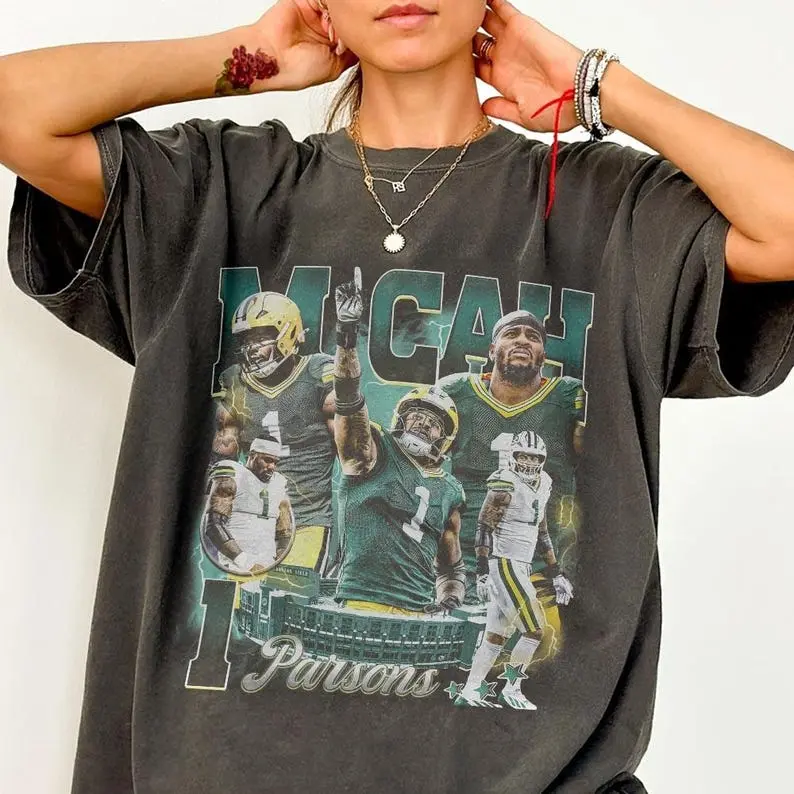 Vintage Micah Bootleg 90s Football Shirt, Green Bay Gift For Fan Football Game Day, Gift For Christmas