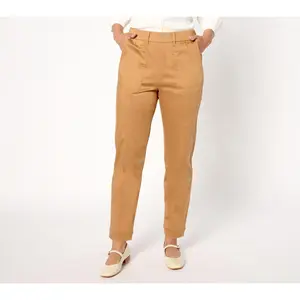 Isaac Mizrahi Live! Tall Cotton Blend Slim Leg Pull on Pants