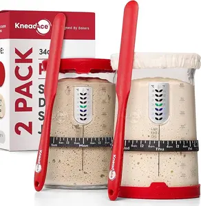 KNEADACE Pro Sourdough Bread Starter Kit- 34 oz Large Capacity Sourdough Starter Jar with 5 unique features for the perfect sour dough bread & sourdough starter kit- sourdough bread baking supplies