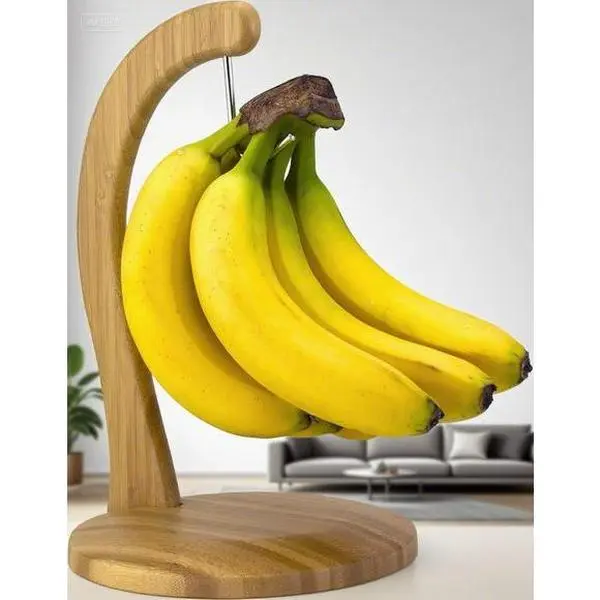 Stainless Steel Banana Stand with Hook, Reusable Fruit Hanger for Kitchen, Durable Banana Storage Organizer, Space-Saving Countertop Display, Rust-Proof Banana Holder for Home Use