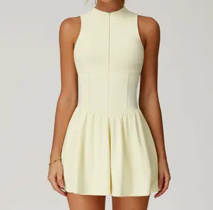 Stand Collar Dress for Outdoor Running, Anti-Exposure Design, A-Line Skirt