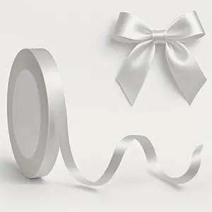 10 Rolls White Satin Ribbon  | Perfect for Gift Wrapping, Creative Crafts, Fashion Hair Accessories, Balloon Decorations, Essential for Making Bows, Holiday Party Styling and Sewing Projects, Classic Floral Designs, Gift Packaging Ribbon