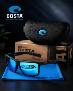 ( gift box )Costa Polarized Fishing Sunglasses for Men | Blue Mirror Lens UV400 Protection Outdoor Sport Eyewear