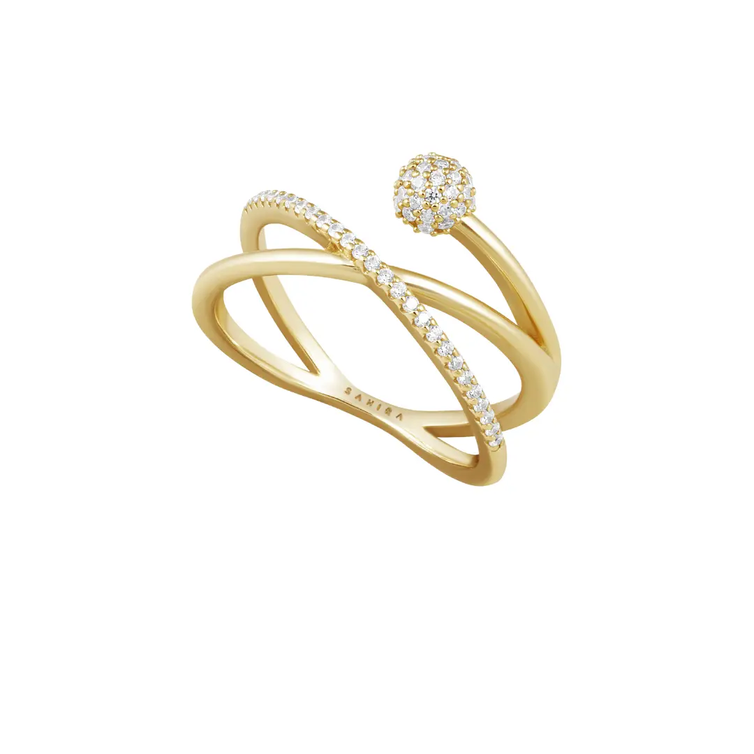 Harley Pave Twist Ring with Decorative Stones and Elegant Design